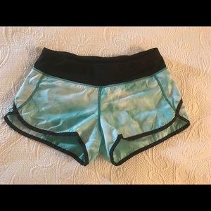 Lululemon Speed Shorts in aqua tie-dye